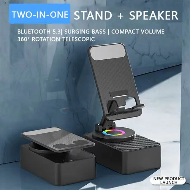 KISONLI M-1 Portable Bluetooth Speaker With Mobile Stand Kisonli M-1 Portable Bluetooth Speaker with Mobile Stand - Image 1