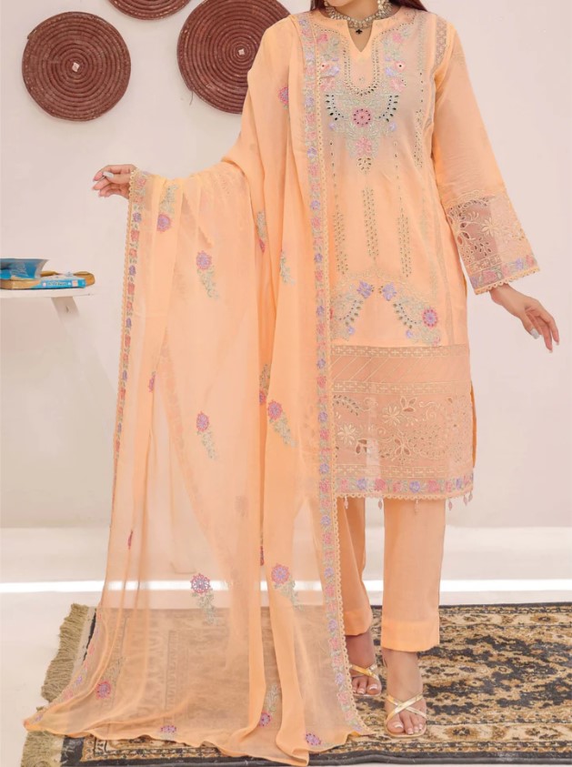 Bin Hameed Three Piece Bin Hameed Raiqa Embroidered Chickenkari Lawn - Image 1
