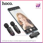 Hoco L15 Type-C & Lightning Dual Mic Wireless Lavalier Microphone – Black - Image 2