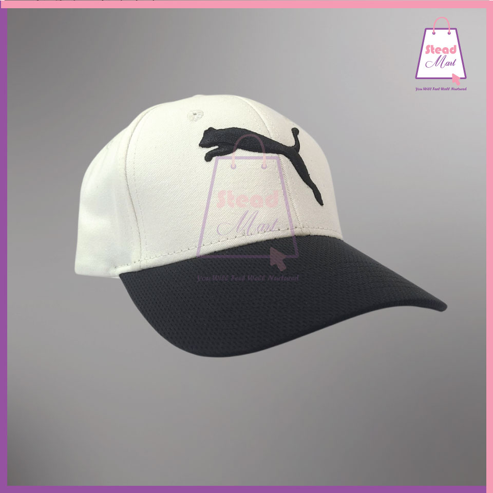 Puma-without-text Puma Sports Cap | White & Black Adjustable Cap - Image 1