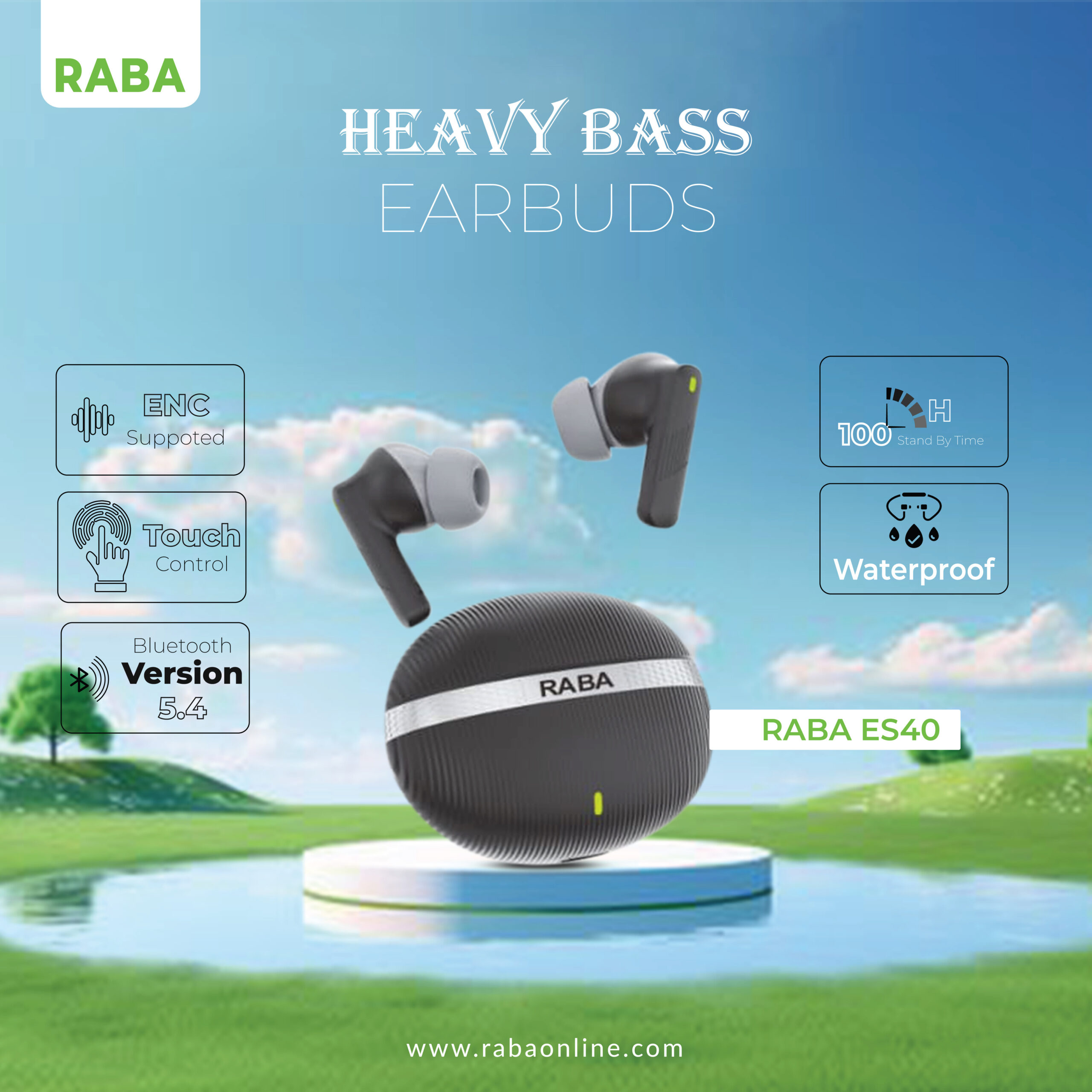 RABA ES40 TWS Bluetooth 5.4 Earbuds RABA ES40 TWS Bluetooth 5.4 Earbuds